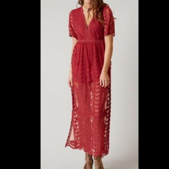 red lace maxi romper
